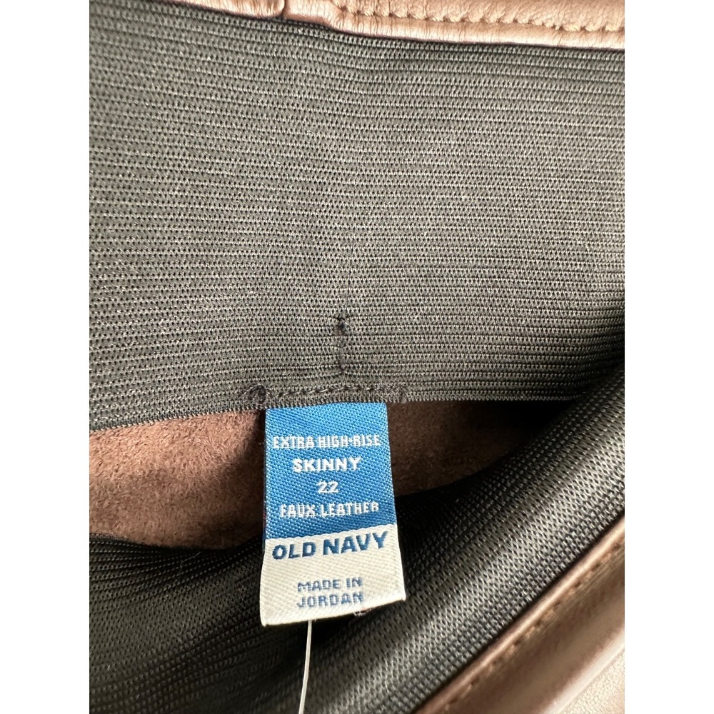 NWT Old Navy Size 22 Brown Faux Leather Extra High Rise Skinny Jeans - Picture 4 of 9
